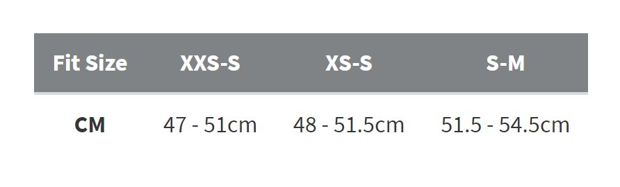 Bern Tigre sizing chart